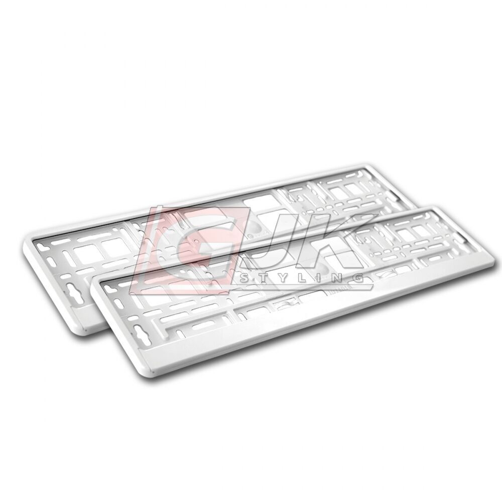 2 Supports de Plaque d'Immatriculation Auto Blanc Métallisé