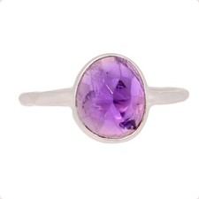 Natural Amethyst - African 925 Sterling Silver Ring Jewelry s.6 CR74016