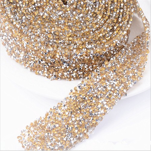 Rhinestone Chain Beaded Iron On Applique Trim Wedding Bridal Dress Embellishment - Picture 14 of 20