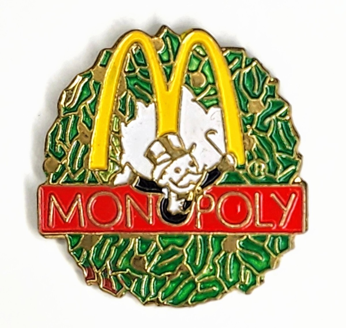 1995 Vintage McDonald's Monopoly Man Christmas Wreath Crew Tie