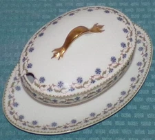 Tressemann & Vogt (T&V) Limoges 5855 Covered Gravy Boat with Attached Underplate