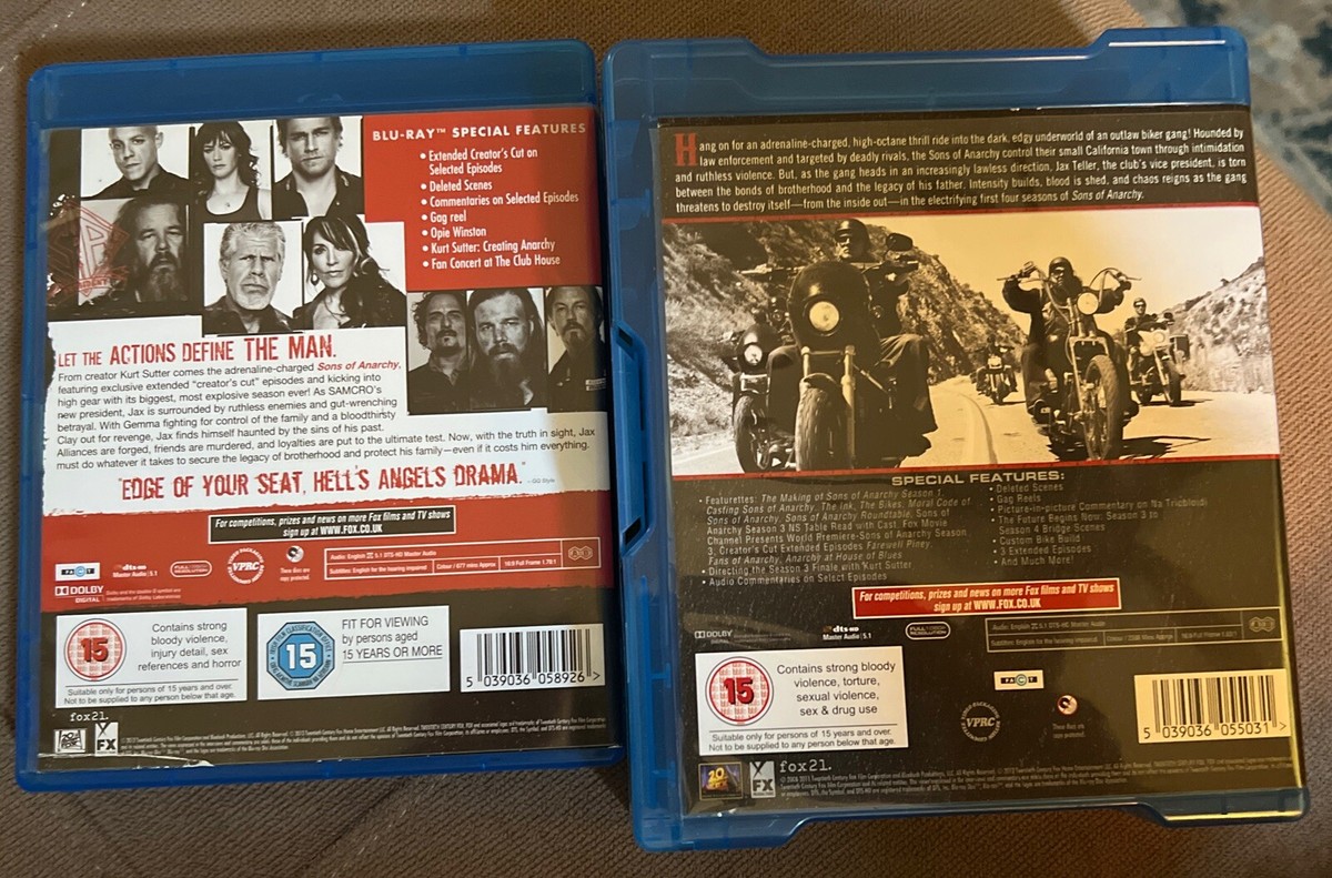 Sons of Anarchy: Complete Seasons 1-4 Blu-ray Set (2013, 12-Disc