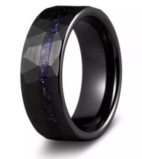 Gentle Bands ‘The Euphoria’ Tungsten & Blue Sandstone Size 8.5 Wedding Ring Eng