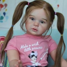 28" Finished Reborn Baby Doll Alin Toddler Girl Rooted Long Hair Cloth Body Gift