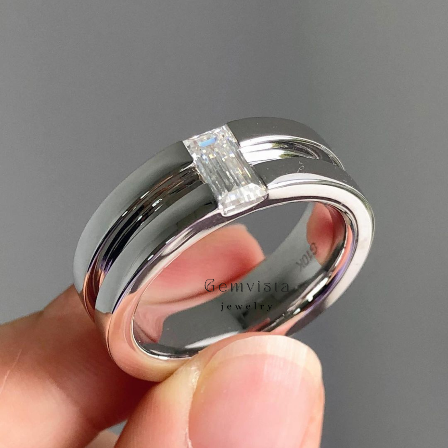 Men's 2Ct Lab Diamond Solitaire Wedding Band Engagement Ring-image