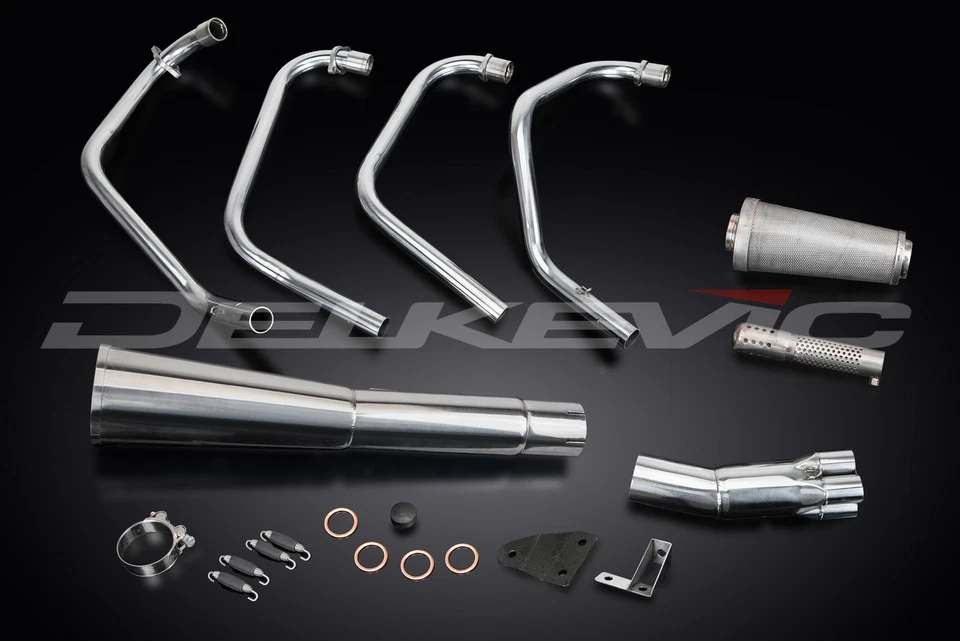 Silenciador megáfono clásico de acero inoxidable escape 4-1 Honda CB550F Supersport 1977-78 Foto 2 de 4