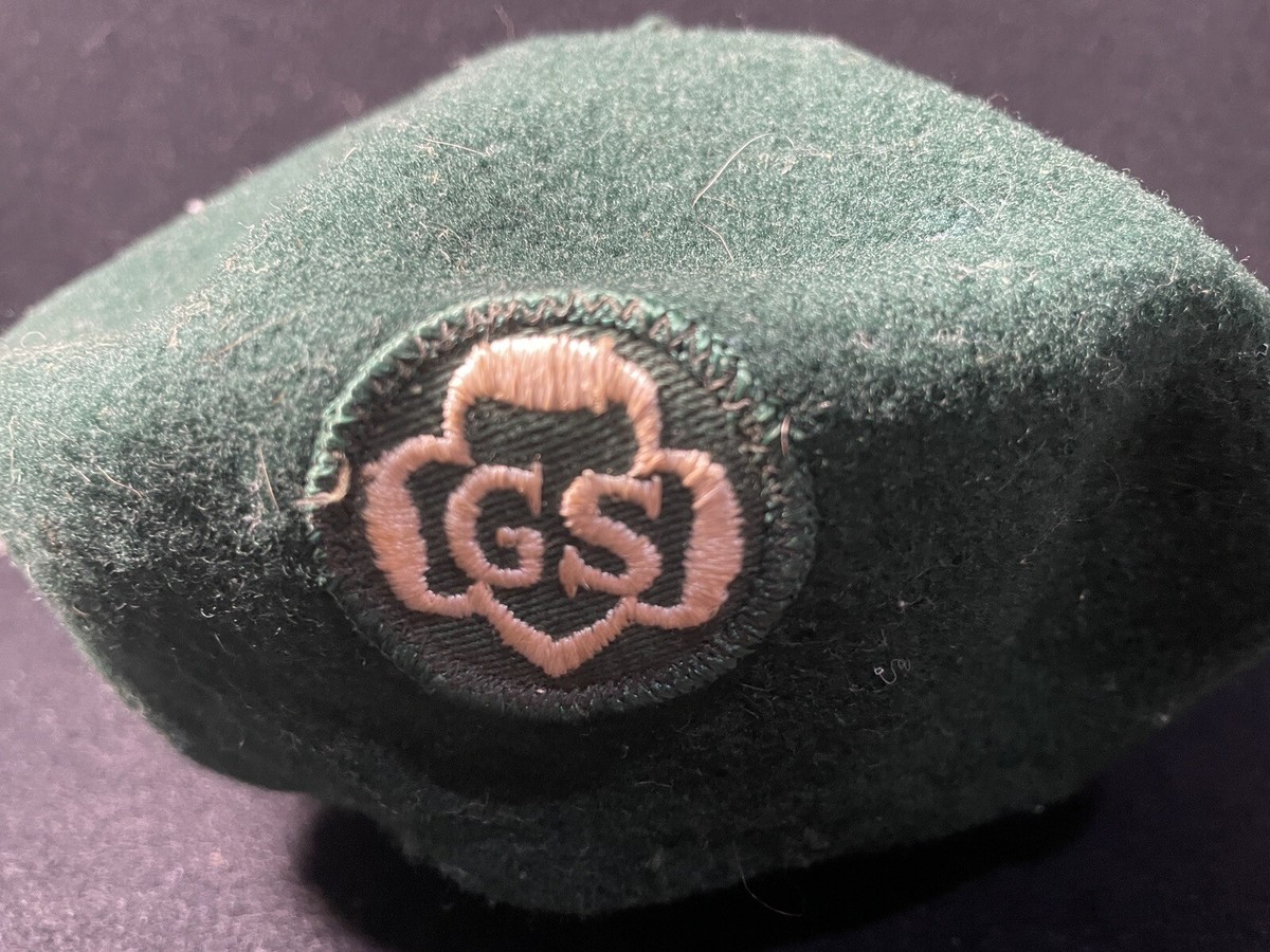 Girl Scout vintage 1960 green wool beret‎ 60s Vtg Girl Scout Beret Hat Lot Green Wool Senior Cadette  main image 3