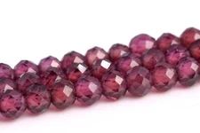 2MM Genuine Natural Garnet Grade AAA Faceted Round Loose Beads 15.5"