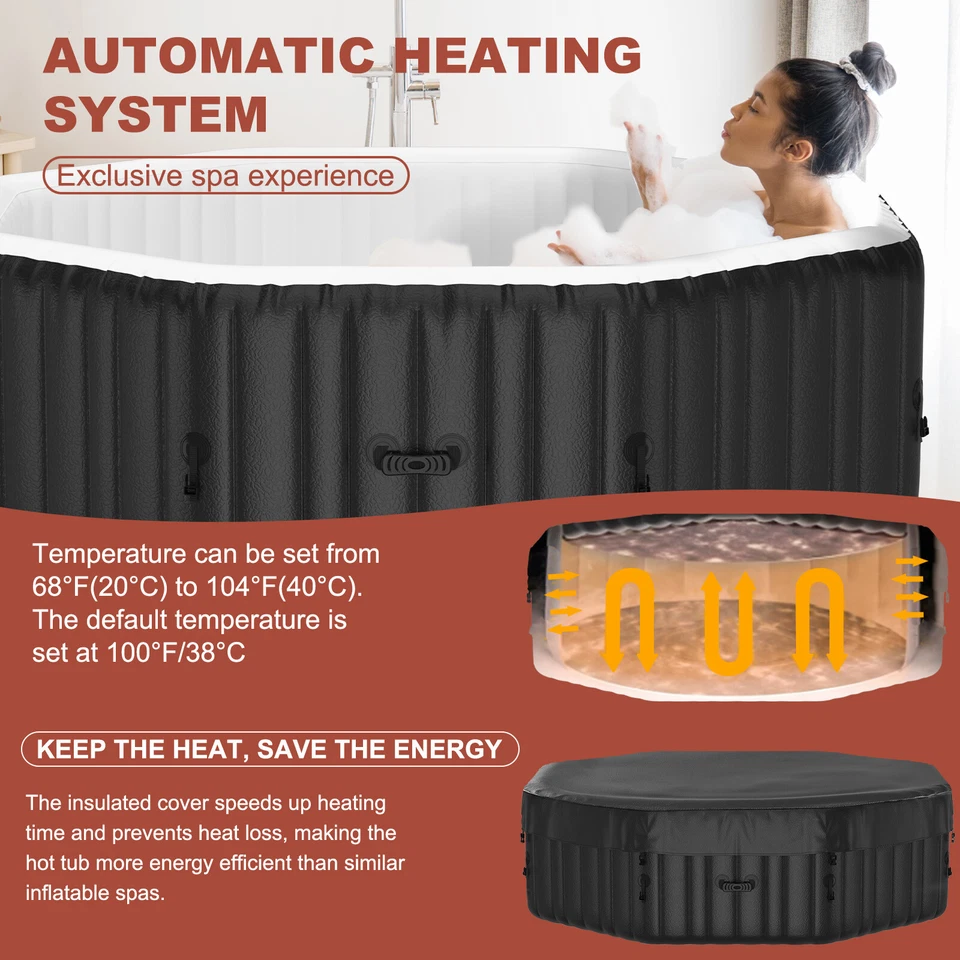 Bañera de hidromasaje inflable octágona para 6 personas NAIZEA 130Air Jet bañera de hidromasaje grande 77"x77"x25" Foto 4 de 4