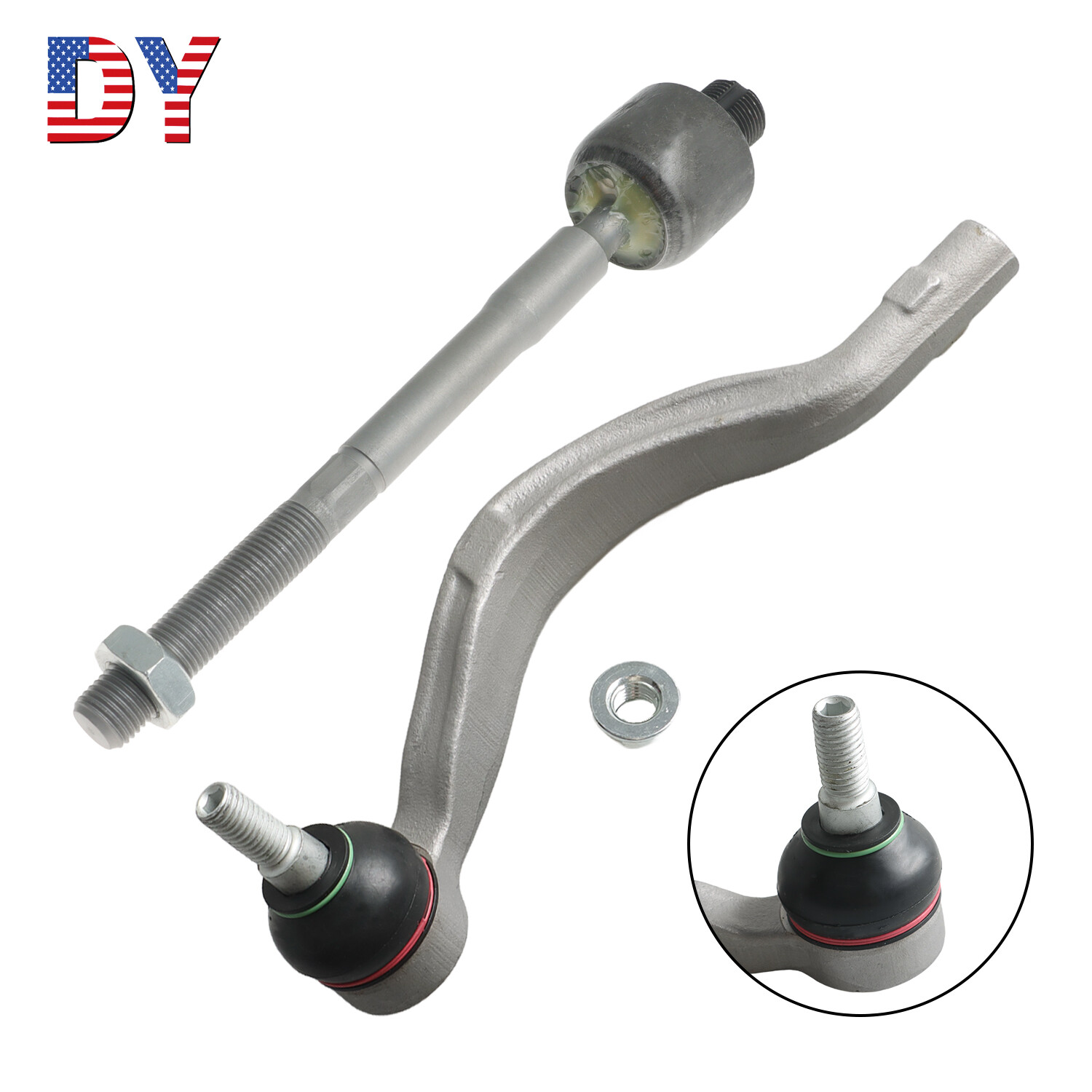 Driver Side 1 Pair of Inner & Outer Tie Rod End for 2014-16 Maserati Ghibli 3.0L