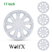 4PCS 17" Wheel Covers Snap On White Lacquer Hub Cap Replacement For SUV R17 Tire