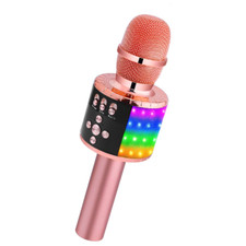 Wireless Bluetooth Karaoke Microphone with Controllable LED Lights, Portable