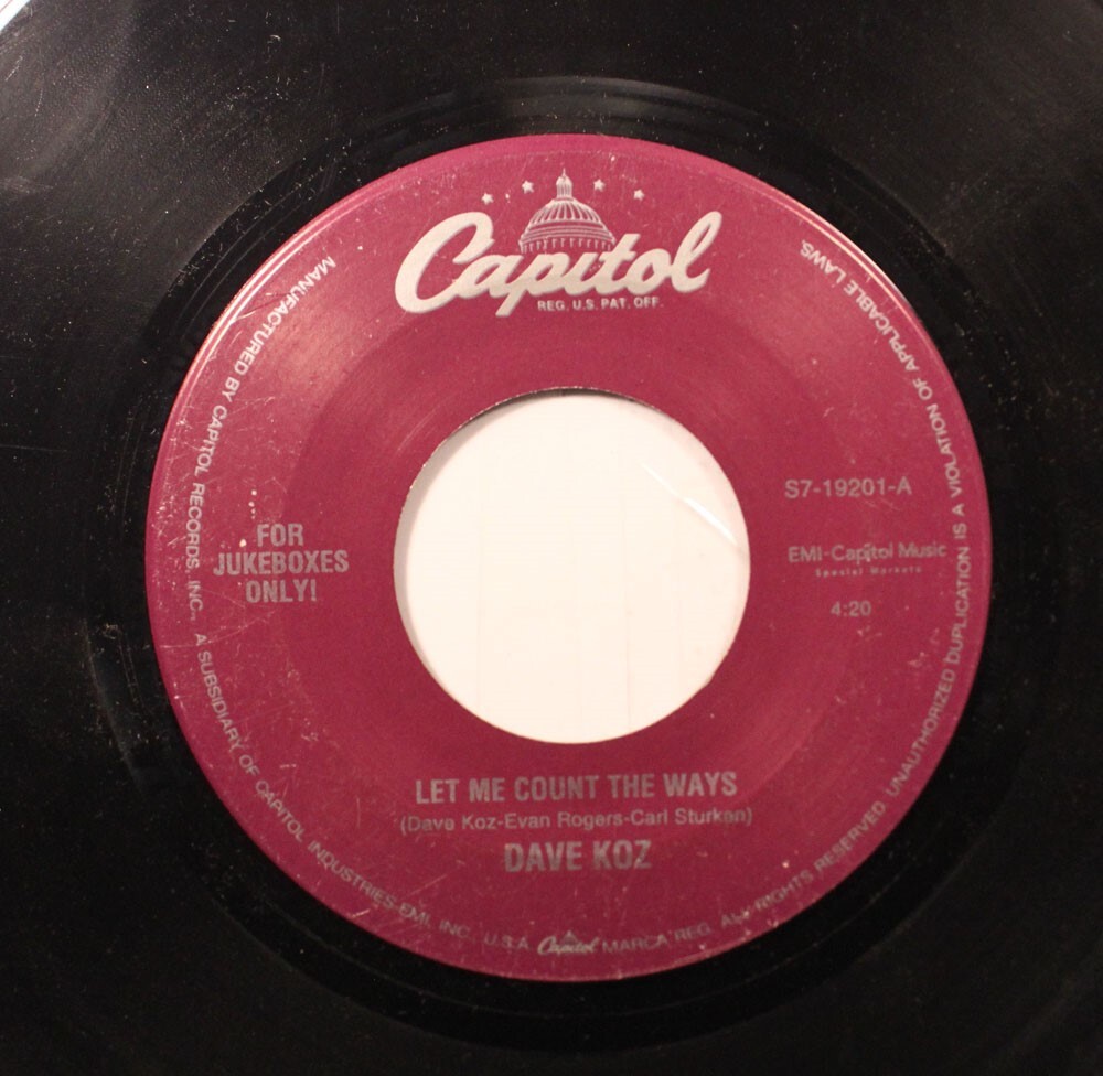 Jazz 45 Dave Koz - Don'T Look Back / Let Me Count The Ways
