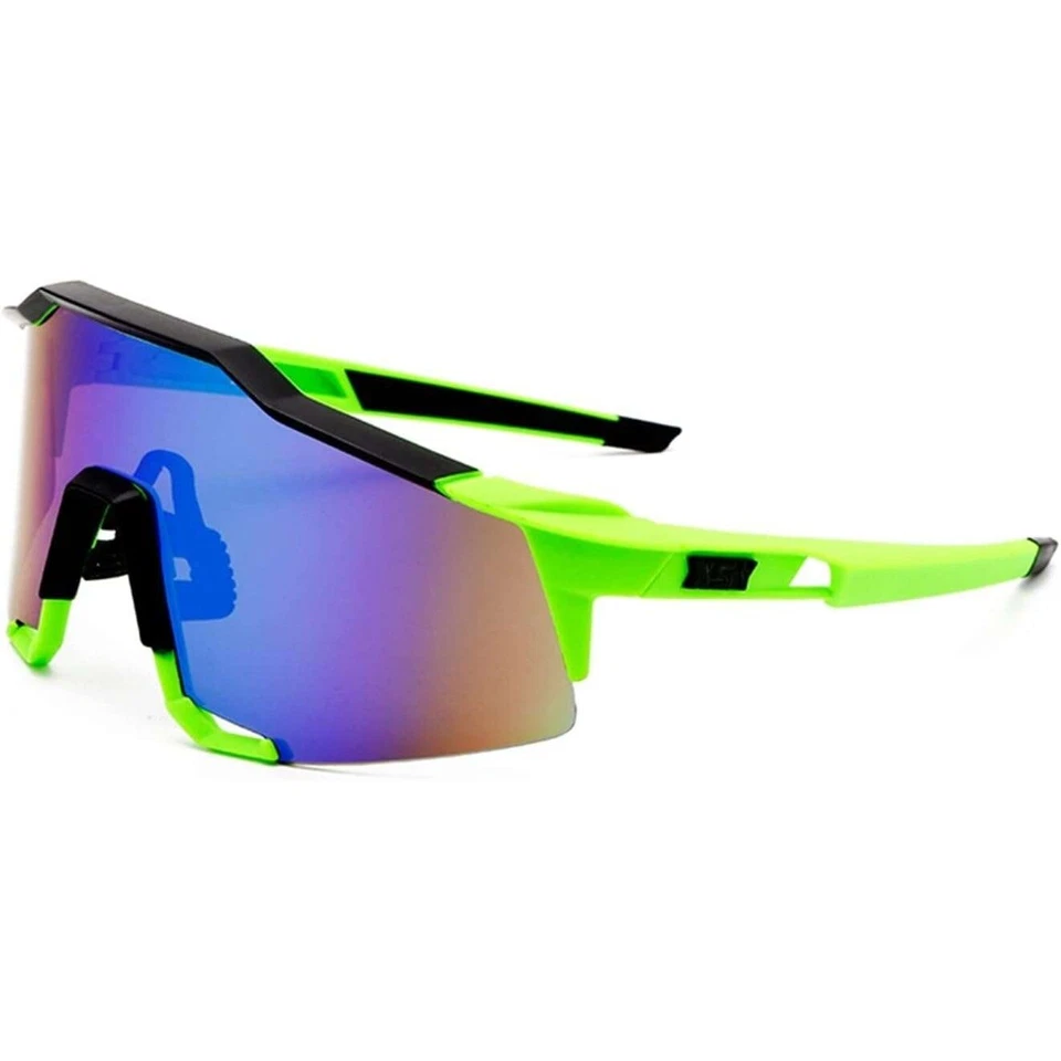 Gafas de sol deportivas reflectantes para ciclismo gafas para correr lentes espejadas marco verde Foto 2 de 4