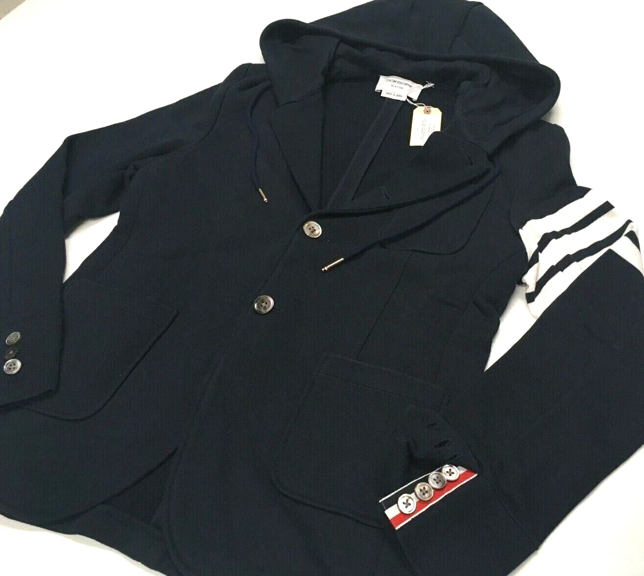 Giacca blazer Thom Browne 4 bar a righe preppy royal felpa con cappuccio sport slim fit