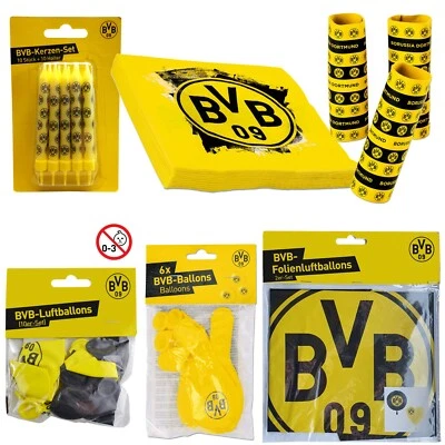 Borussia Dortmund Servietten Luftballon Folien Ballon Luftschlangen Kerze BVB 09