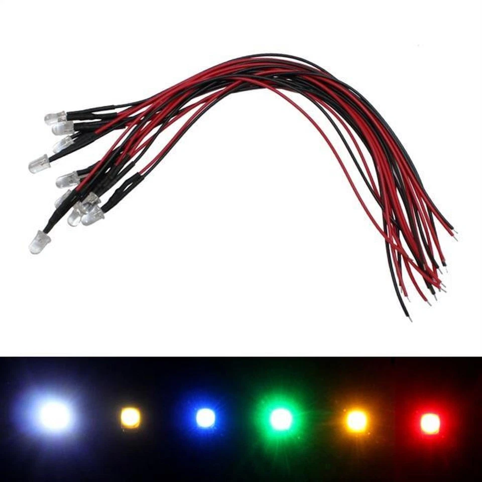Superhelle einzel LEDs verschiedene Farben 5 12 24V 20cm Kabel 3+5mm LED Modellb