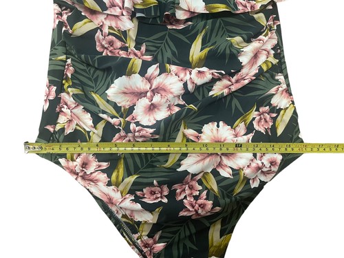 NEW Kona Sol One Piece Swimsuit Women's 14W Floral Strapless Bathing Suit Green - Picture 9 of 11
