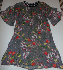 ~LN Women's AS U WISH Striped Flower Short Sleeve Ruffle Dress! Size L Cute FS:)
