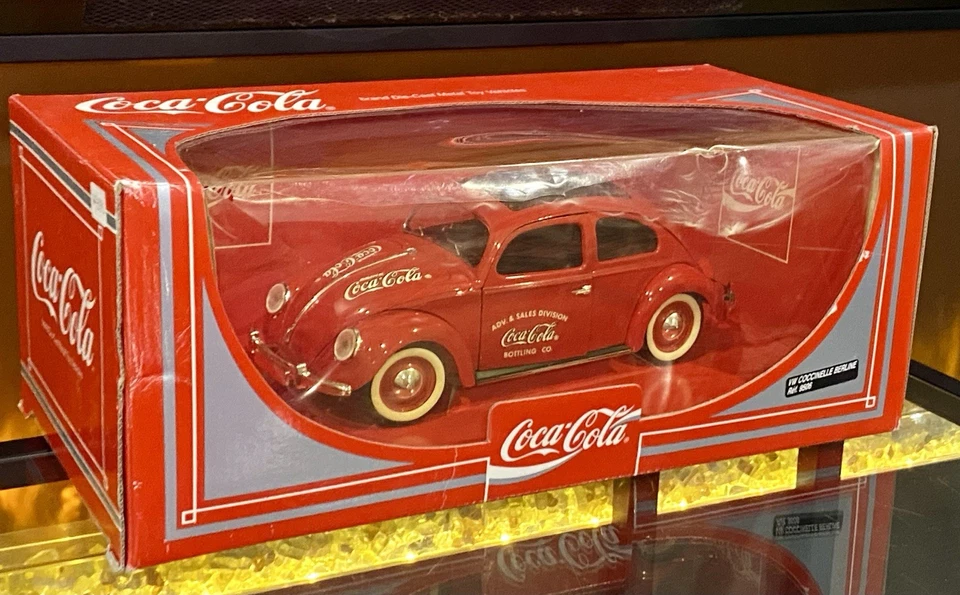 Coca-Cola 1979 Red Volkswagen Beetle Die Cast Car RAGTOP 1/18 Scale VW BUG Mint - Image 2 of 4