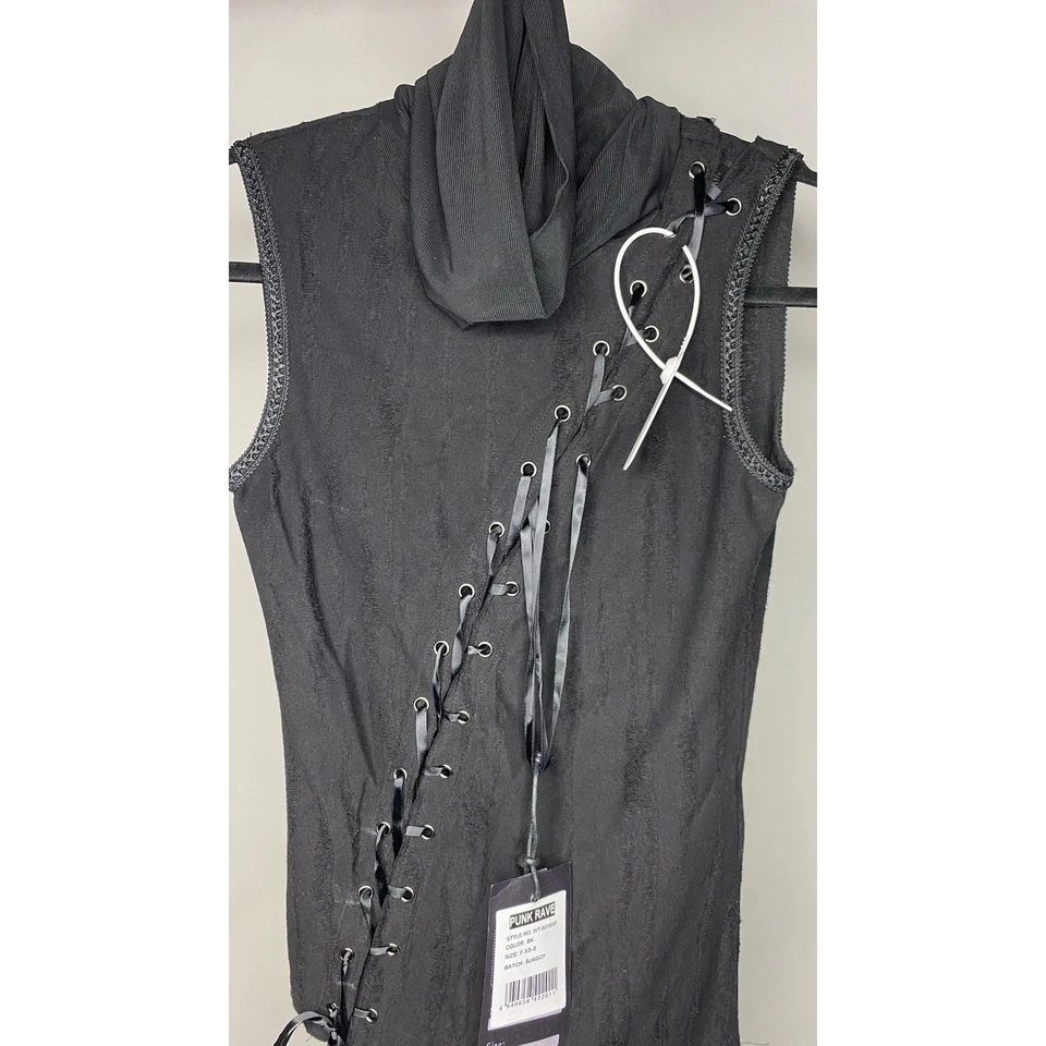 Camiseta Punk Rave Personalidad Asimétrica Cuello Alto Sin Mangas Punk XS/S NUEVA CON ETIQUETAS Foto 2 de 4