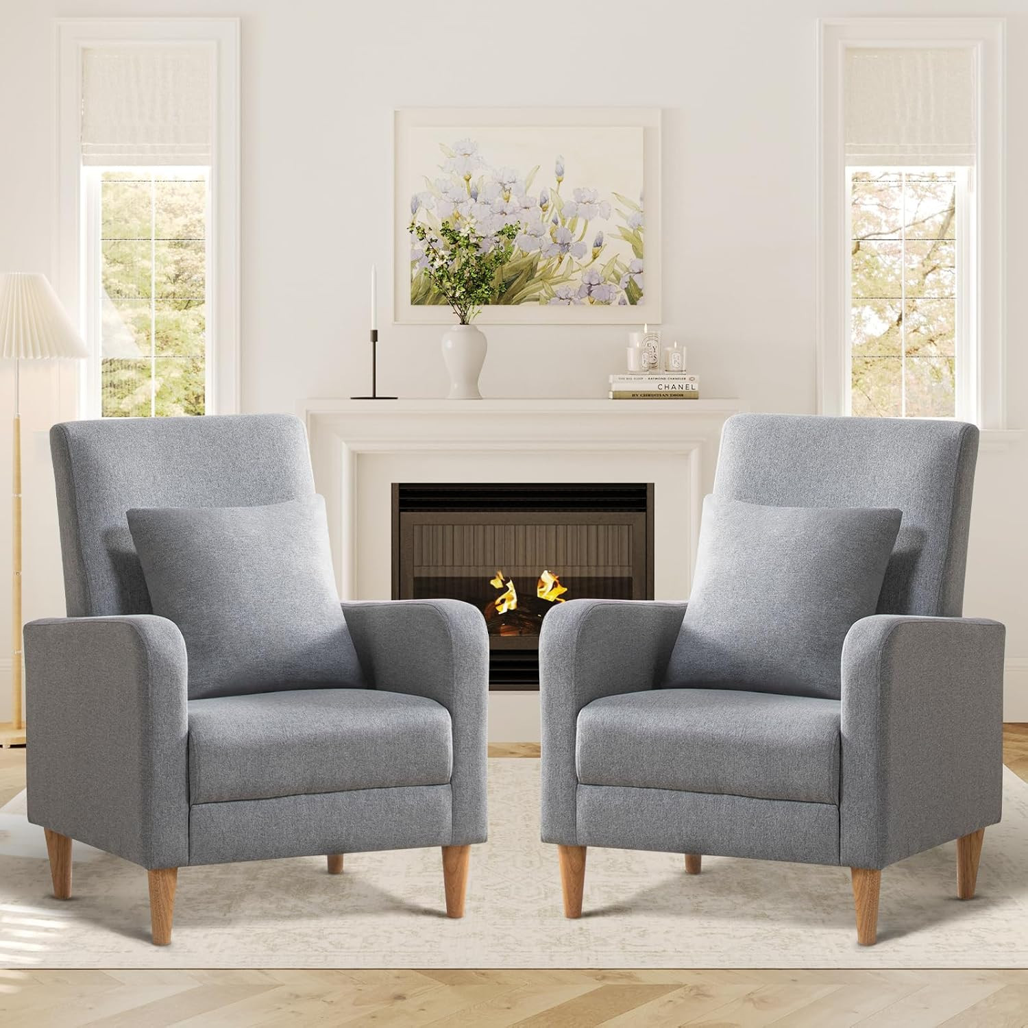S Set Of 2, Upholstered Arm Chair Reading Side Ch