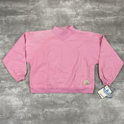 vintage 1987 ADIDAS pink denim long sleeve shirt crop Womens M 80s raglan boxy