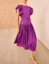 Women Ulla Johnson Round Neck Polka Dot A-line Midi Dress