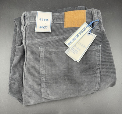 ROWM ''The Nomad'' Men's Gray Straight Fit Corduroy Pants 34x30 NWT