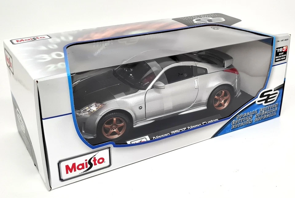 Maisto 1/18 Nissan 350Z Nismo Custom Silver Diecast Scale Model Car - Photo 2/4
