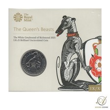 2021 The Queens Beasts The White Greyhound of Richmond BU £5 - In Folder