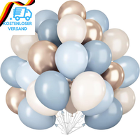 Luftballons Blau Beige, 60 StüCk Staubig Blaue Gold Latex Luftballons Geburtstag