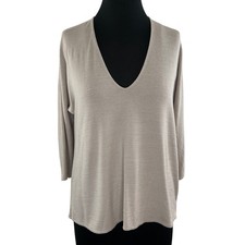 Wilfred Free Beige Long Sleeve V-Neck Women's Pullover Sweater Size XS