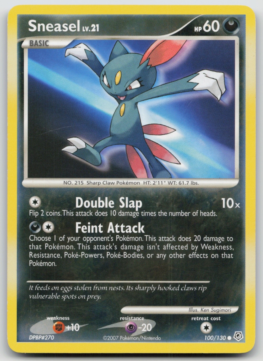 Sneasel 100/130 Diamond and Pearl Common Pokemon TCG Card