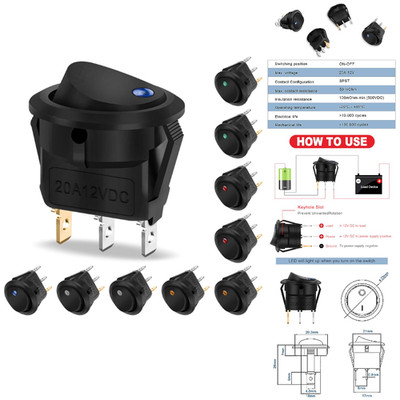 Wippschalter 12v 20a 5 Led Kfz Einrastbar Selbst
