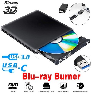 AUBEAMTO ODP95 External Blu-ray CD DVD Drive, 3D Support, USB 3.0 and USB-C,
