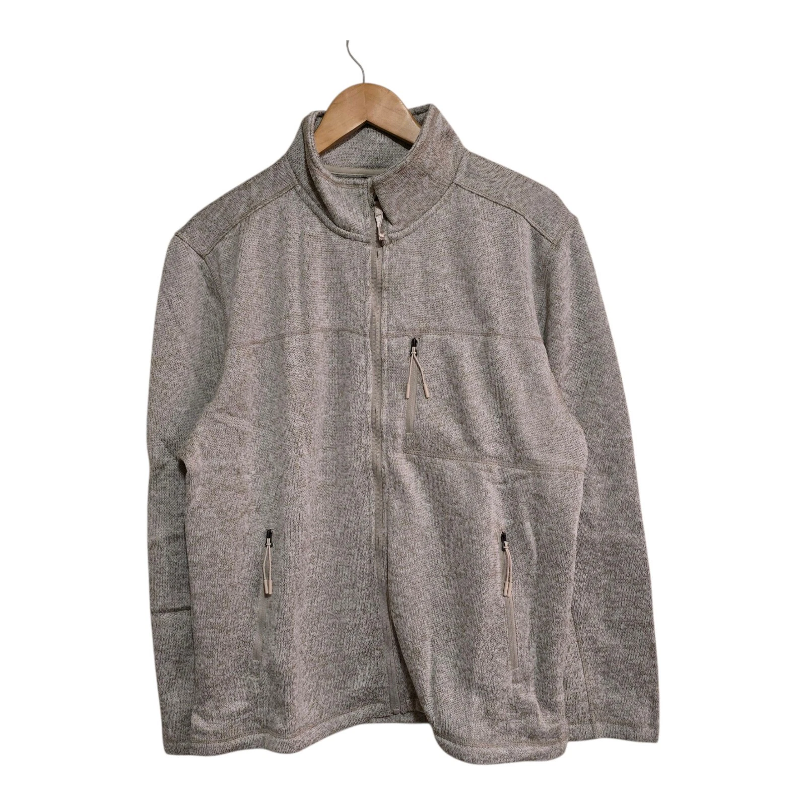 Ahead Performance Men’s Large Oatmeal Zip-Up Fleece Jacket NWT Moisture-Wicking
