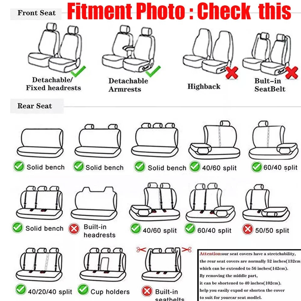 For Honda CR-V CRV Full Set Car Seat Covers Leather Front Rear Protector Gray Foto 2 de 4