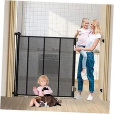 47" Extra Tall Retractable Baby Gates, Extends to 59" 47" Tall x 59" Wide Black