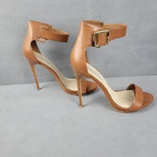 Steve Madden Marlenee Women's Pump 8M Brown Open Toe Ankle Strap Stiletto Heel