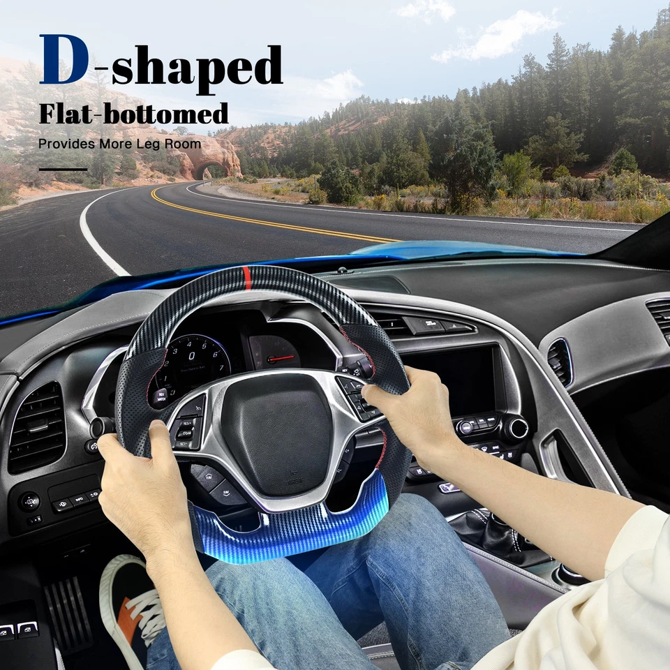 Volante de fibra de carbono Hydro-Dip para Chevrolet Corvette C7 2014-19 en stock Foto 3 de 4