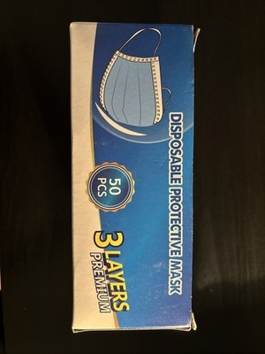50 Blue Disposables Protective Masks 3 Layers Premium