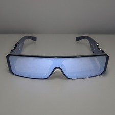 LOCS Gangster OG Style Flat Top Slim Sunglasses Reflective Lens Big Black Frame