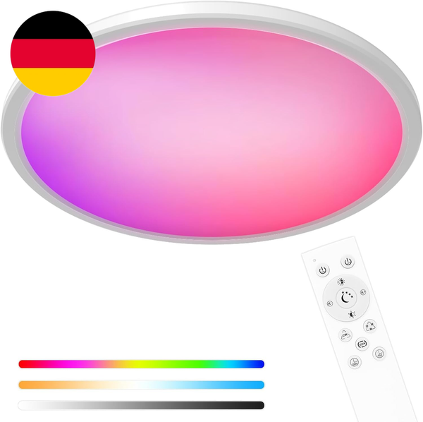 Hepside Led Deckenleuchte Dimmbar, 24W Ø30Cm Led Deckenlampe Mit Fernbedienung,-image