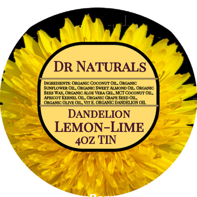 DANDELION SALVE- Lemon Lime -Topical All Natural 4oz Organic NON-GMO 