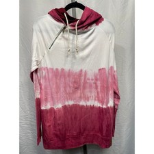 Ampersand Avenue Tie Dye Hoodie Sweatshirt Pink White Burgundy Full Zip XL