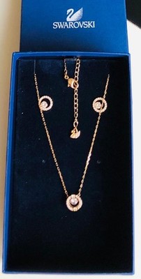 Swarovski Schmuckset Halskette & Ohrringe Goldfarbe mit Kristall