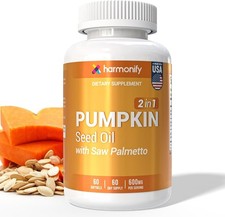 Pumpkin Seed Oil with Saw Palmetto Softgels 2-in-1 Formula Herbal Supplement