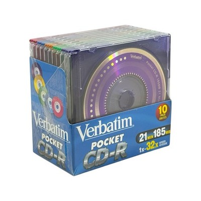 Verbatim Pocket CD-R 10 Pack Color Mini CD-R Discs New & Sealed 21 Min 185MB w/C