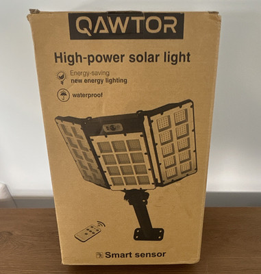 QAWTOR Solar Flood Light Smart Sensor Waterproof Remote Control Outdoor Black